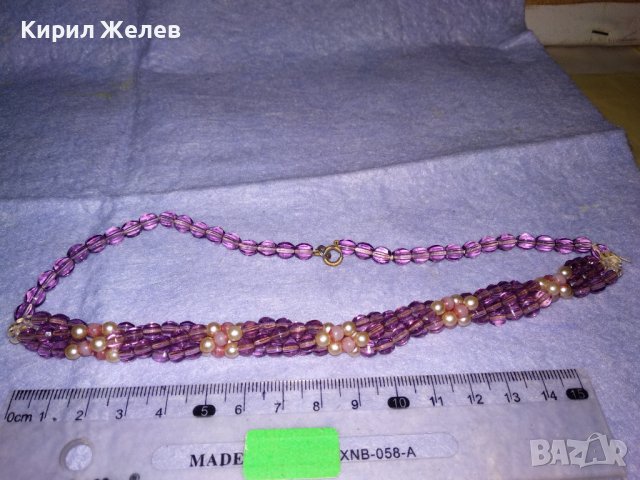 ИЗКЛЮЧИТЕЛНО КРАСИВО СТАРО КРИСТАЛНО МЪНИСТЕНО РЕТРО АРТ НУВО КОЛИЕ МАЙСТОРСКА ИЗРАБОТКА 34739