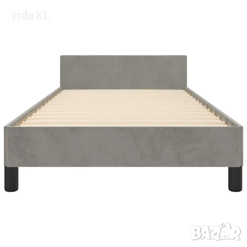 vidaXL Рамка за легло без матрак, светлосива, 100x200 см, кадифе, снимка 5 - Спални и легла - 56147171