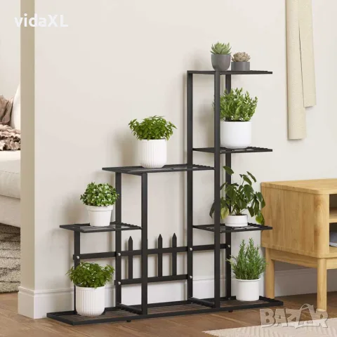 vidaXL Цветарник, 94,5x25x88 см, черен, метал, снимка 2 - Саксии и кашпи - 56147080