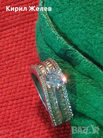 СКЪПОЦЕНЕН СРЕБЪРЕН ПРЪСТЕН СРЕБРО 925 с БЯЛА ПОЗЛАТА и ФАСЕТИРАНИ ЦИРКОНИ и МОЙСАНИТ КАМЪНИ 36964, снимка 13 - Пръстени - 49981842