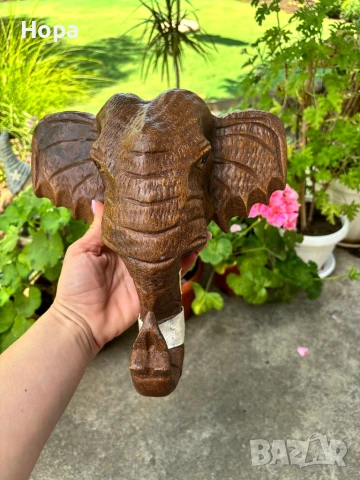 Слонска глава за стена от тиково дърво, снимка 6 - Декорация за дома - 50792048