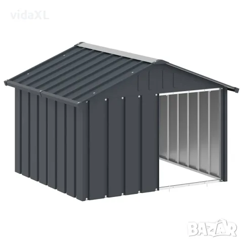 vidaXL Кучешка къща, антрацит, 116,5x103x81,5 см, поцинкована стомана