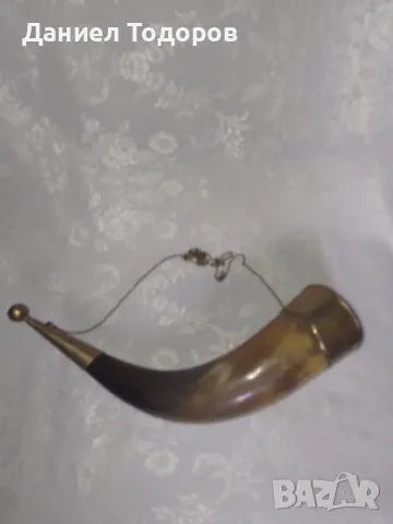 Стар Рог с Бронзов Обков, Чаша  от рог, снимка 3 - Декорация за дома - 49482747