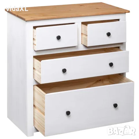 vidaXL Сайдборд, бял, 80x40x83 см, бор, стил Панама, снимка 4 - Бюфети - 56146534