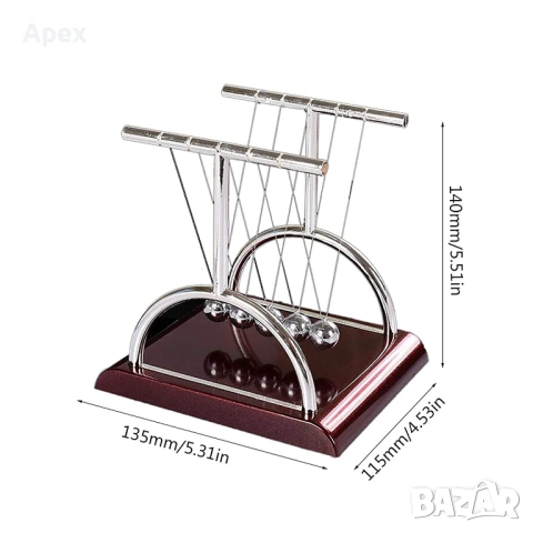 Люлка Махало на Нютон.Метални Топчета за Бюро.Вечен Двигател Перпетуум Мобиле Perpetuum Mobile.Подар, снимка 3 - Подаръци за рожден ден - 54169656