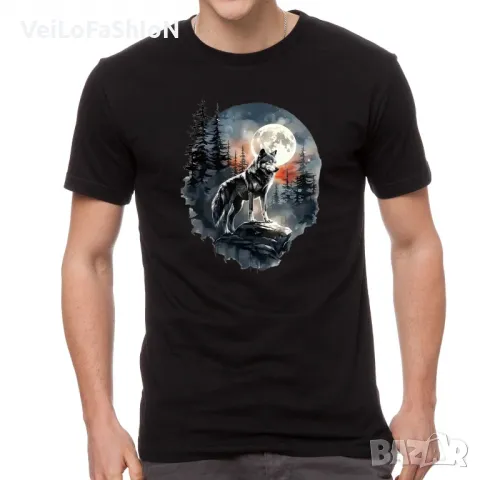Нова мъжка тениска с Вълк в черен цвят