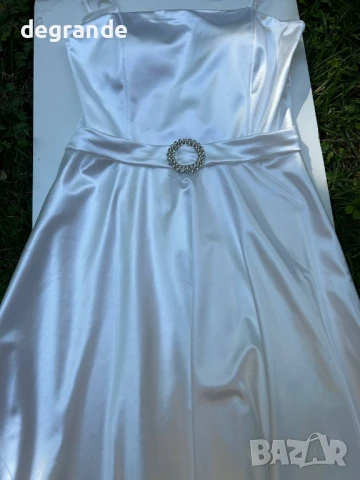 Луксозни сатенени рокли в Синьо светло синьо и Бяло, снимка 6 - Рокли - 51099500