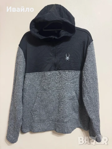 Spyder Men's Ray Half-Zip Pullover Hoodie Black.