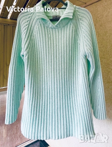 Плетена блуза тюркоазен цвят ANN LLEWELLYN ESQ, снимка 6 - Блузи с дълъг ръкав и пуловери - 53307902