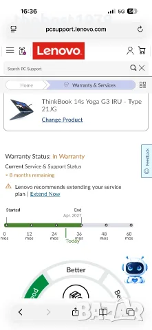 ThinkBook 14s Yoga Gen 3`Core i7-1355U/16GB RAM/512GB SSD/Гаранция/Батерия 98%/Full HD IPS, снимка 10 - Лаптопи за работа - 55961609