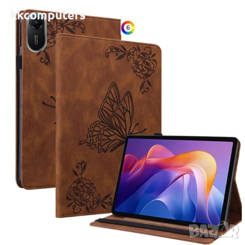 Xiaomi Redmi Pad 2 -Кожен калъф с Протектор, Дизайн Пеперуда/ Цвете, Стойка и Държач за писалка (Зел, снимка 7 - Калъфи, кейсове - 52116974