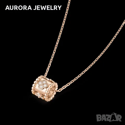 Van Cleef & Arpels VCA Rose Gold Perlee Clover Diamond Alhambra Дамско Колие, снимка 4 - Колиета, медальони, синджири - 56220219