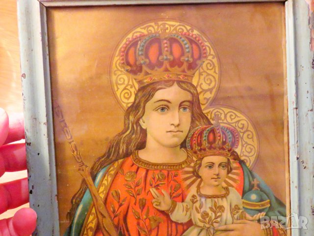 Старинна икона Света Богородица с Младенеца, Богородица Дева Мария 19 век - за здраве и благополучие, снимка 3 - Икони - 39120554