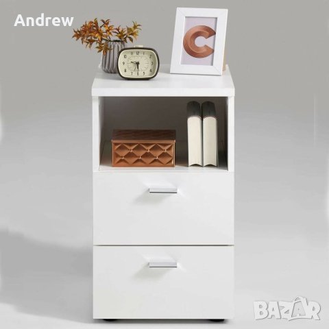 FMD Нощно шкафче с 2 чекмеджета, снимка 3 - Дивани и мека мебел - 42100560
