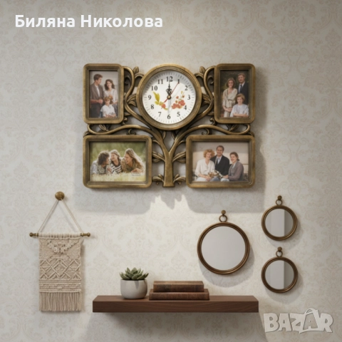 Рамка за снимки с часовник 2 в 1 - Дървото на живота