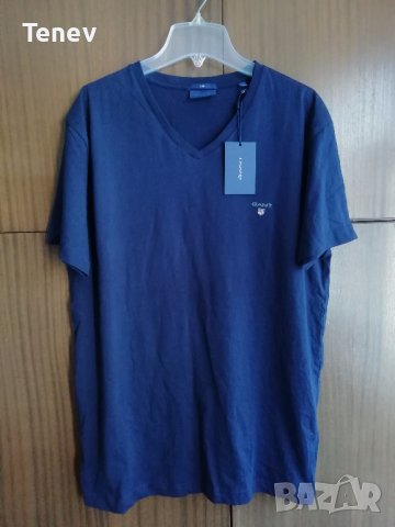 GANT The Original Slim V-Neck Evening Blue 433 оригинална нова тениска 