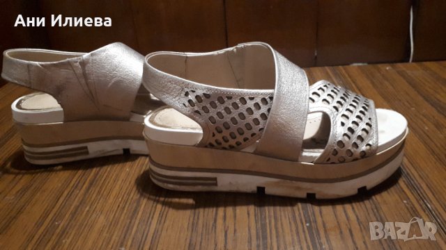 Златни/ златисти сандали на платформа естествена кожа, снимка 4 - Сандали - 33912412