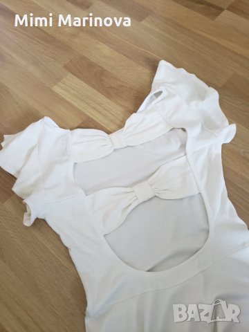 Бяла рокля с панделки  на гърба, снимка 3 - Рокли - 33712526