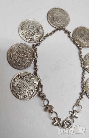 Сребърна гривна с монети, снимка 6 - Гривни - 29797916