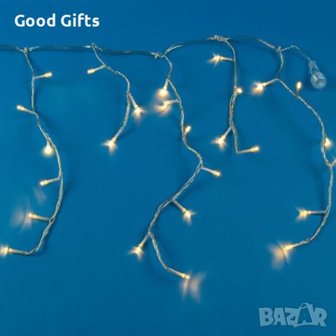 Коледни лампички Завеса, 500 LED, Топло бяло, Прозрачен кабел