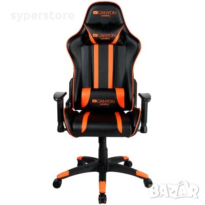 Геймърски стол CANYON CND-SGCH3, Fobos GС-3,Черно-оранжев, ергономичен геймърски стол с PU кожено по