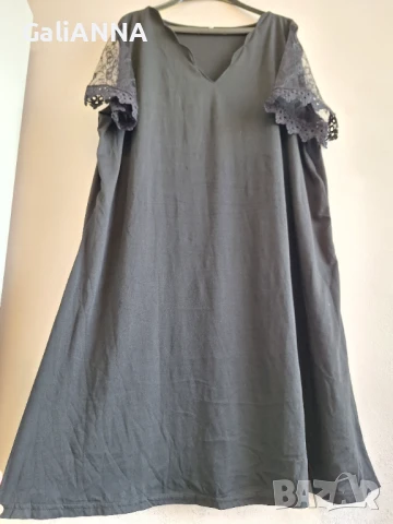 СТРАХОТНА РОКЛЯ С ЕФЕКТНИ РЪКАВИ 3XL-4XL, снимка 3 - Рокли - 51076483