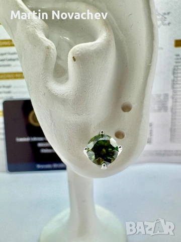 Сребърни обеци с мойсанит (Диамант) 1 карат, снимка 8 - Обеци - 53991609