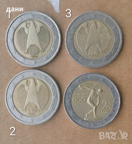 Монети 2 € , 2002 и 2003 г . , Германия " J " с изместване , снимка 5 - Нумизматика и бонистика - 54065716