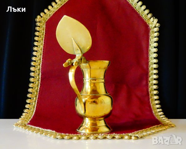 Бронзова халба с капак,кана с капак,жълъди. , снимка 4 - Антикварни и старинни предмети - 29703831