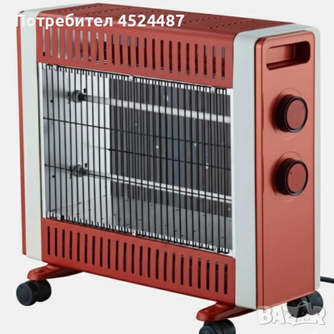 Кварцов отоплител 1500W с 2 степени и мобилни колелца – бързо и безопасно затопляне, снимка 2 - Отоплителни печки - 52490043