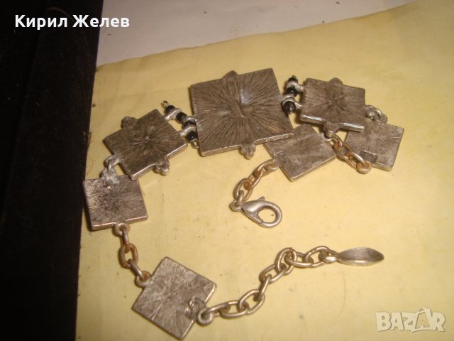 СТАРА ВИНТИДЖ ПОСРЕБРЕНА ОРНАМЕНТИРАНА ГРИВНА с ФАСЕТИРАН ЦЕНЕН ЦИРКОН 23458, снимка 7 - Гривни - 33792374