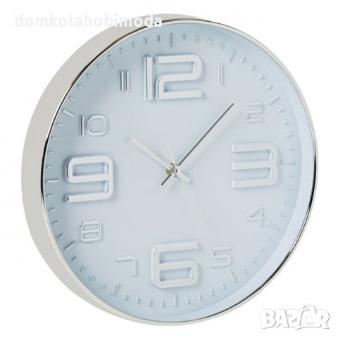Стенен часовник , пластмасов сребрист 30 см