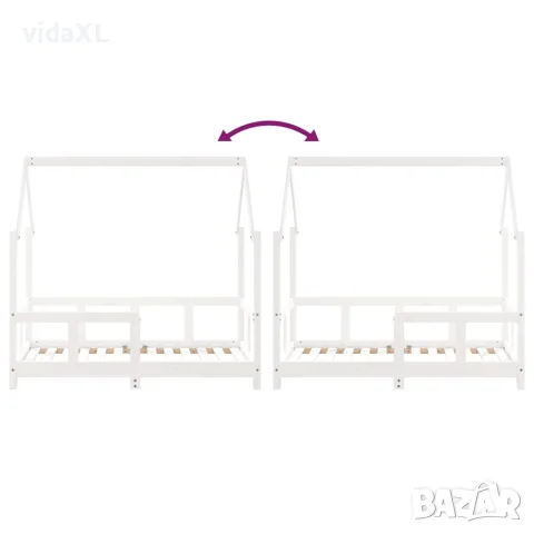 vidaXL Рамка за детско легло, бяла, 70x140 см, бор масив, снимка 7 - Бебешки легла и матраци - 56148160