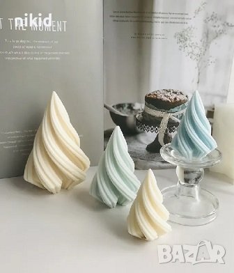 3D Конусовидна геометрична спираловидна елха форма силиконов молд фрома смола гипс свещ декор украса, снимка 3 - Форми - 42923469