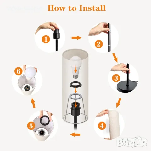 Модерна подова лампа с дистанционно управление, включена крушка с безстепенно димиране 12 W, снимка 5 - Лампиони - 49500268