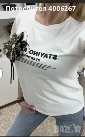 Страхотна тениска с леопардово цвете, снимка 3 - Тениски - 56549125