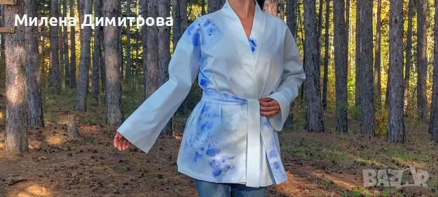 Ръчно рисувано сатенирано кимоно , снимка 9 - Сака - 48868410