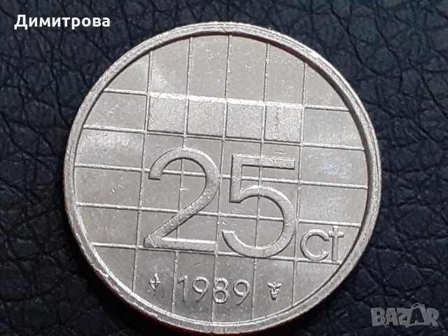 25 цента Холандия 1989, снимка 2 - Нумизматика и бонистика - 30081838