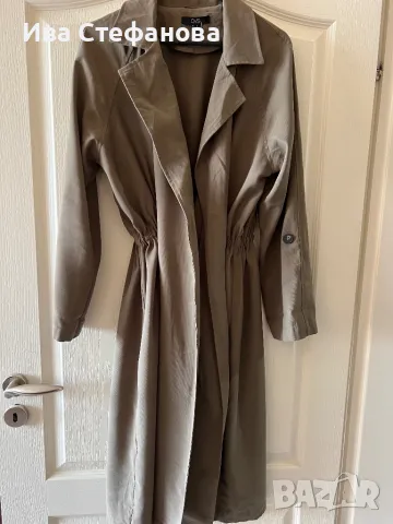  Нов вискоза тъмно зелен елегантен шлифер тип рокля набран в талията , снимка 11 - Палта, манта - 49155901