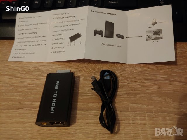 НОВ PS2 към HDMI + 3.5мм адаптер, снимка 2 - Аксесоари - 39100701