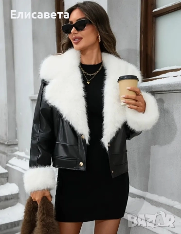Дамско зимно модерно кожено яке и палто, снимка 2 - Якета - 52801422