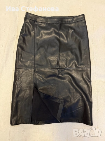 Нова черна елегантна кожена пола цепка ХХЛ / 2 Хл 