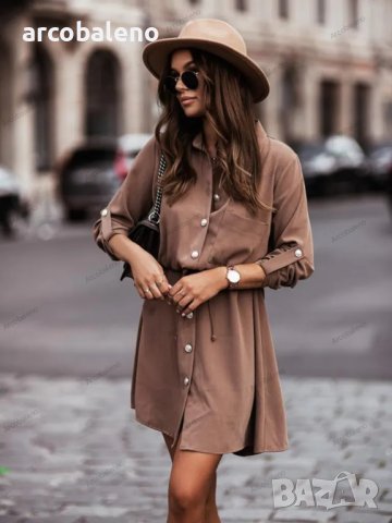 Дамска едноцветна рокля с копчета, 3цвята, снимка 4 - Рокли - 42081086