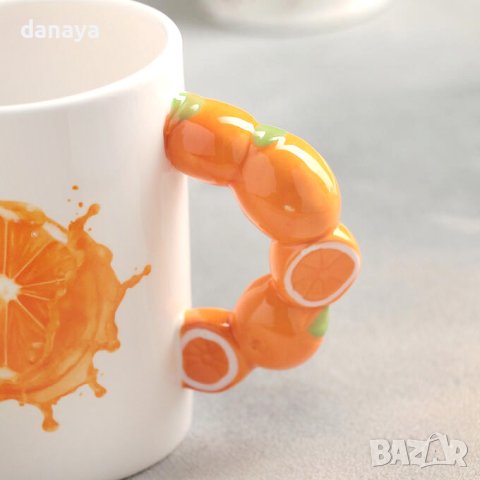 4003 3D керамична чаша Fresh Banana Orange 380 мл., снимка 3 - Чаши - 42140671