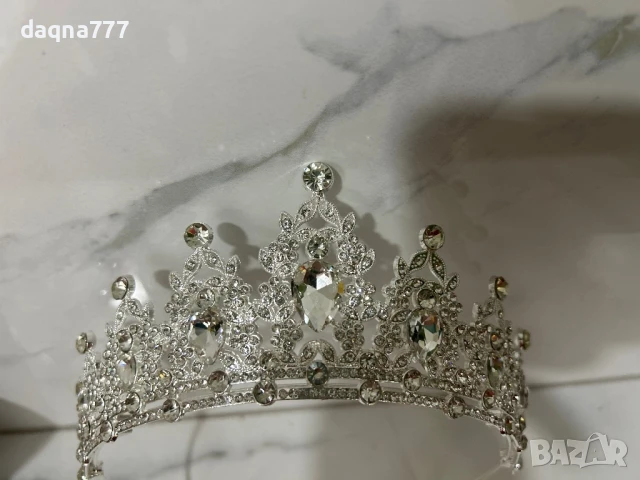 1бр. Висококачествена сплав Тиара Булчинска корона от планински кристал, Блестяща, Принцеса Кралица, снимка 3 - Аксесоари за коса - 50814198