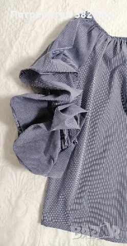 Пролетна блуза с голи рамене и бухнал ръкав., снимка 2 - Блузи с дълъг ръкав и пуловери - 49786153