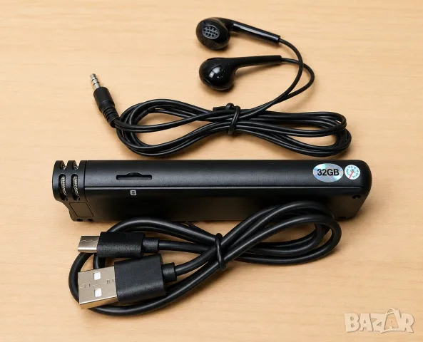32gb диктофон Aудио рекордер MP3 плейър подслушвател 50 часа запис, снимка 5 - MP3 и MP4 плеъри - 49723345