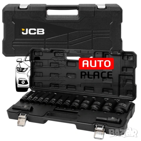 Комплект дълбоки ударни вложки 6-стенни 1/2″ (10 – 36 мм) 15 части JCB, снимка 2 - Други инструменти - 53884189