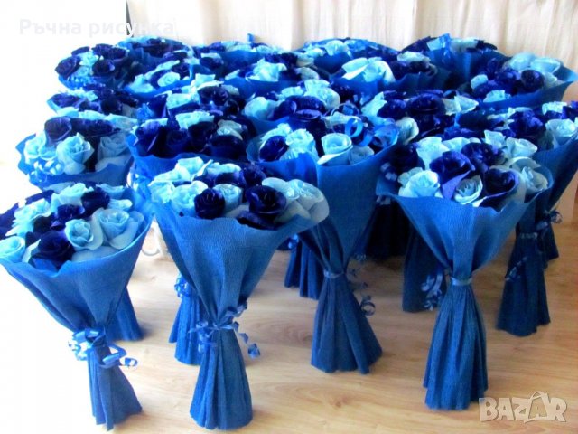 Букети и букетчета в синьо, снимка 14 - Изкуствени цветя - 31382192