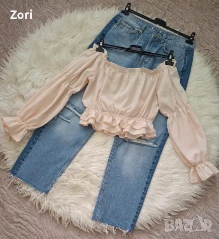 Риза/кроптоп с отворени рамене и дълги ръкави, снимка 1